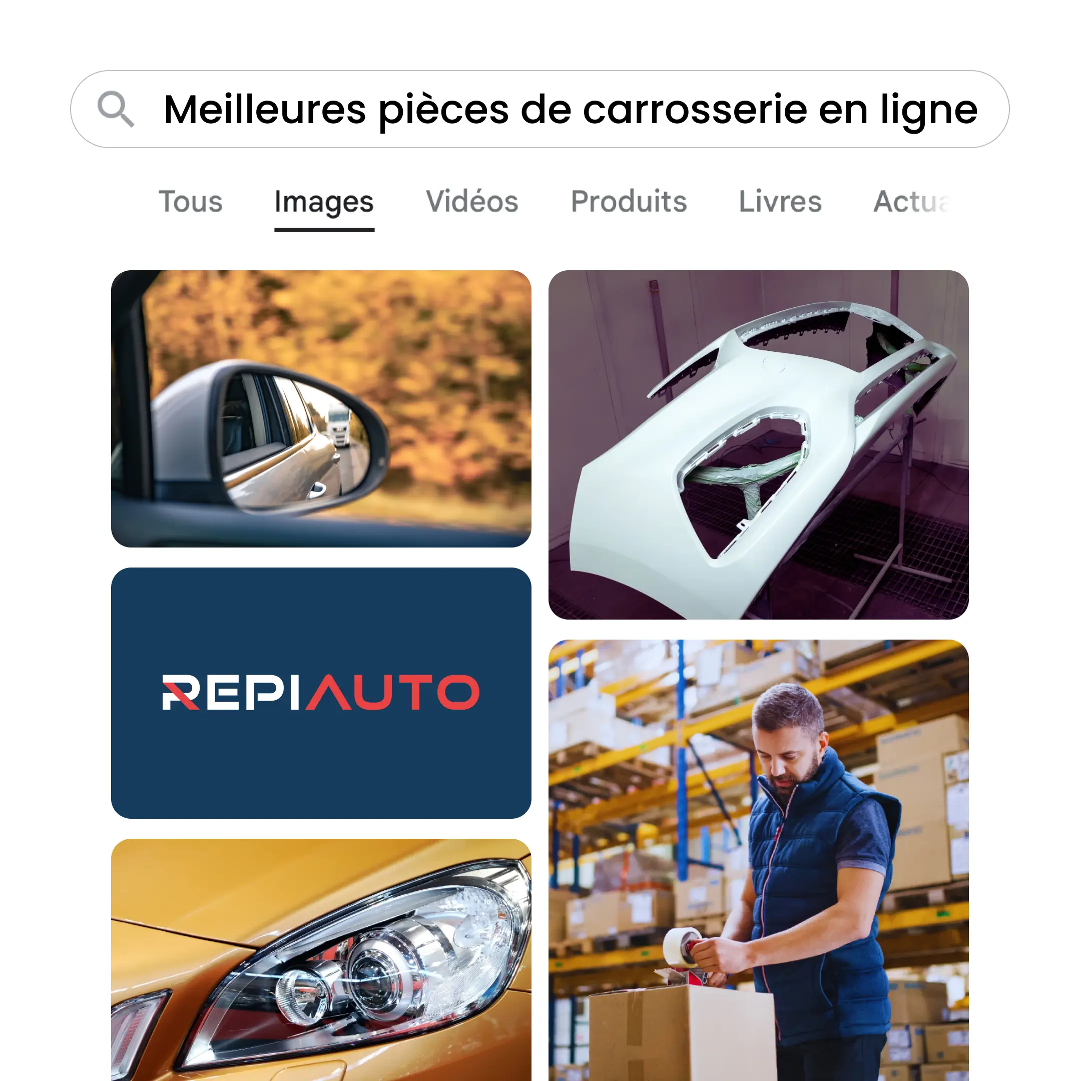 Logos et visuels Repiauto – spécialiste pièces de carrosserie